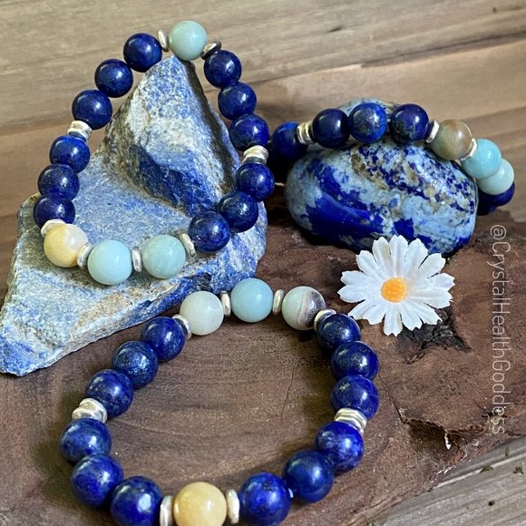 Lapis lazuli with Amazonite Bracelet - Picture 6 of 7